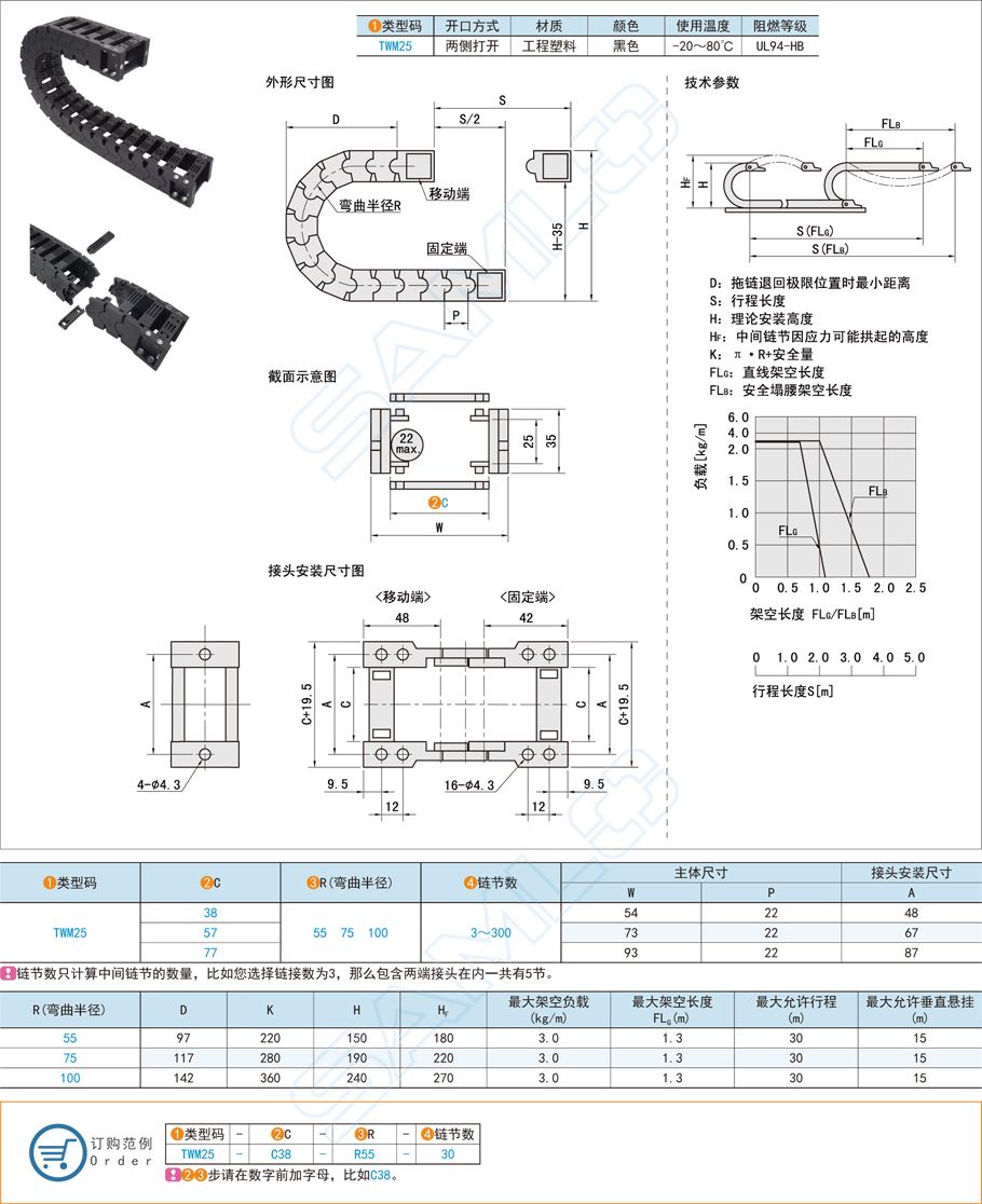 兩側打開型拖鏈的組裝方法