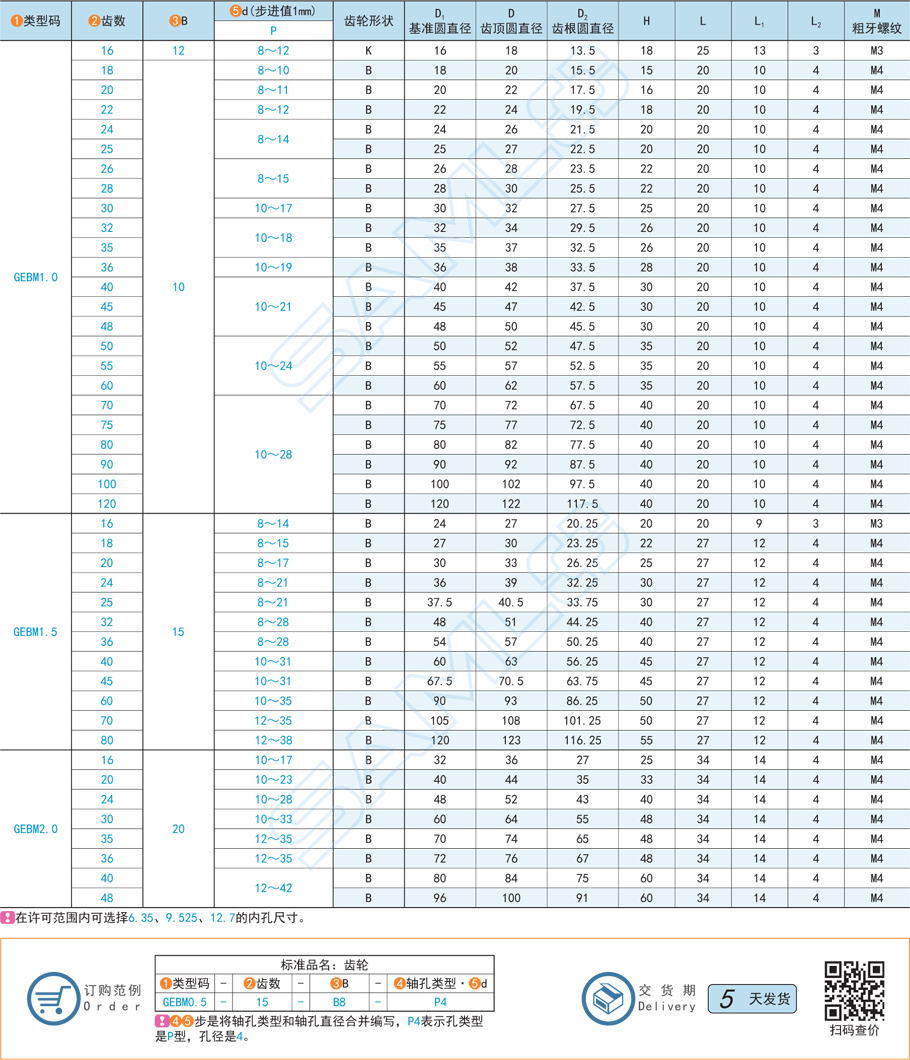 帶凸肩尼龍直齒輪-壓力角20°模數0.5/0.8/1.0/1.5/2.0規格尺寸