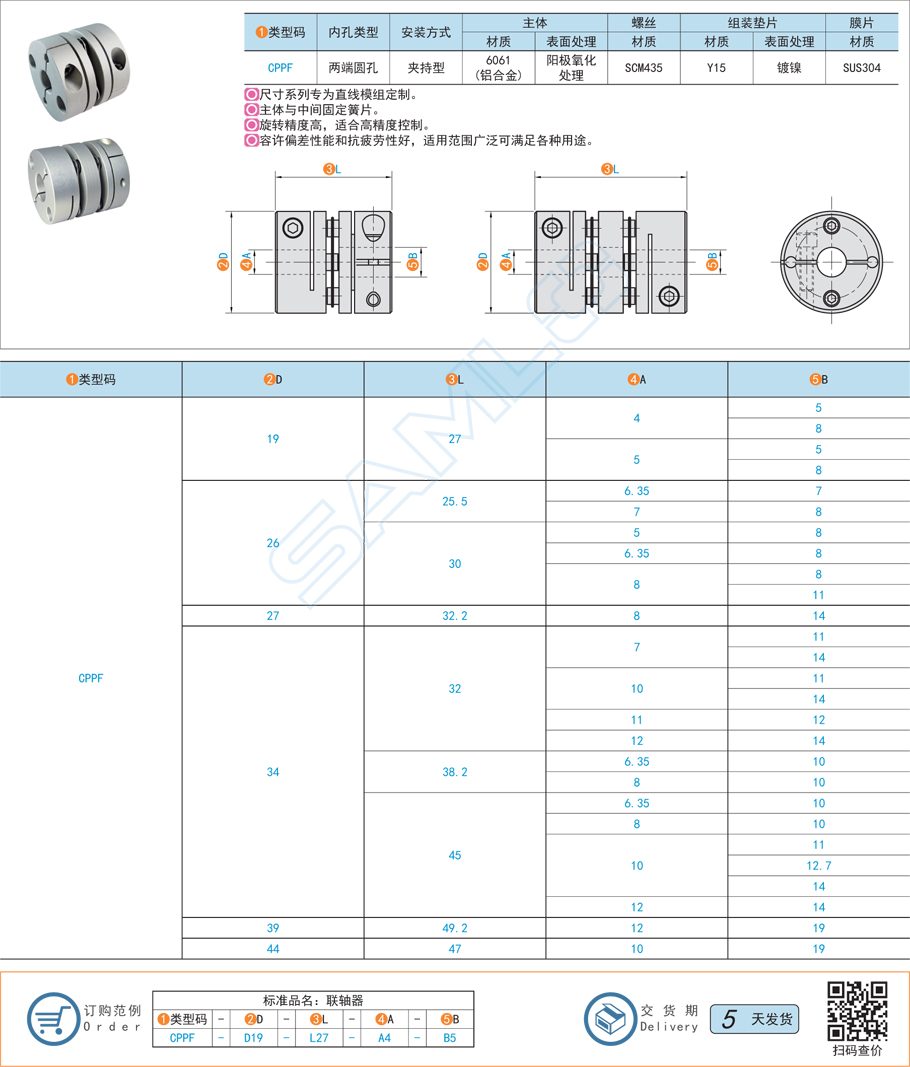 簧片式聯軸器-模組專用規格參數尺寸