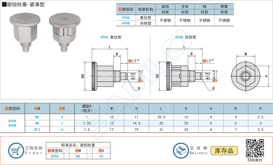 旋鈕柱塞-緊湊型規格參數尺寸材質