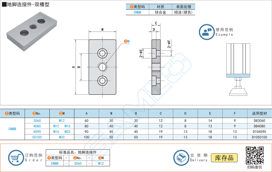 地腳連接件-雙槽型規格參數尺寸材質