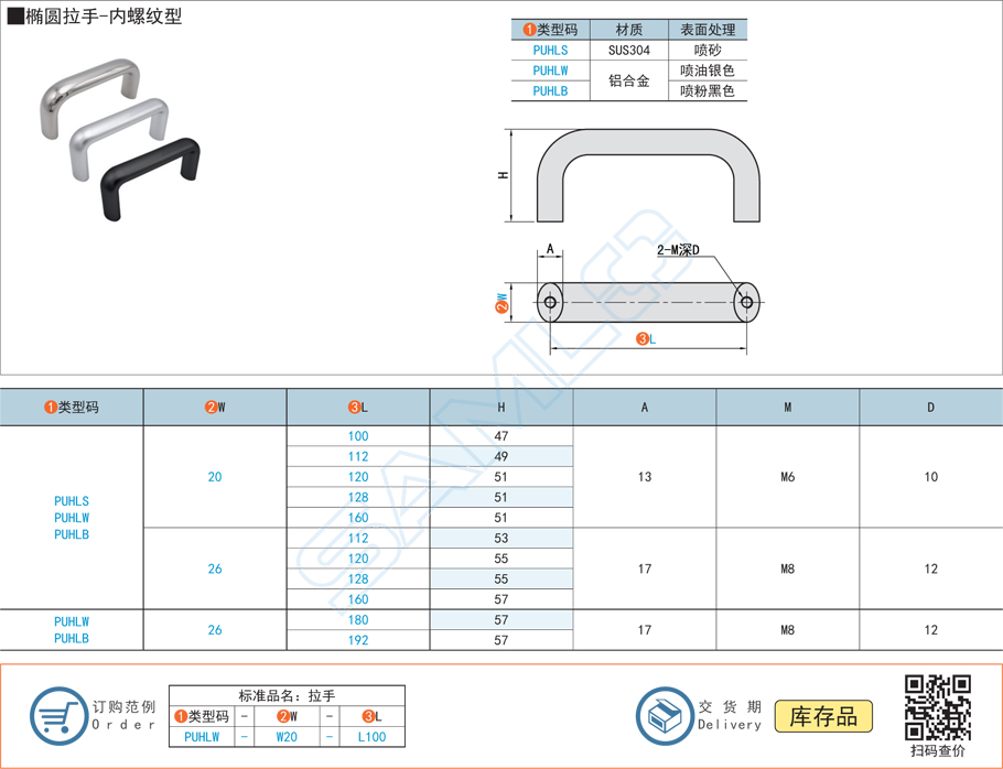 橢圓拉手-PUHLS門把手規格參數尺寸材質