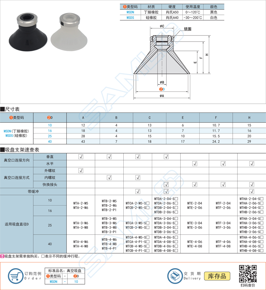 深型真空吸盤規格參數尺寸